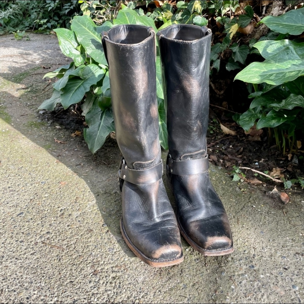 Vintage Black Frye 12R Harness Boots 8.5
